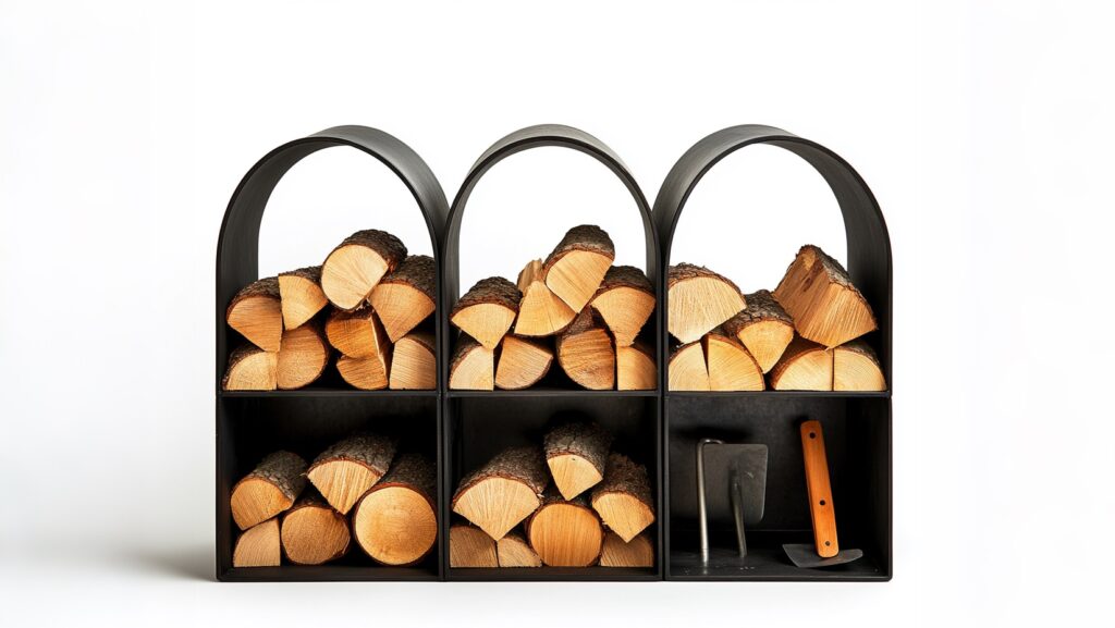 Ultimate Guide to Choosing a Durable Metal Firewood Rack 3 a stack of wood in a black metal container