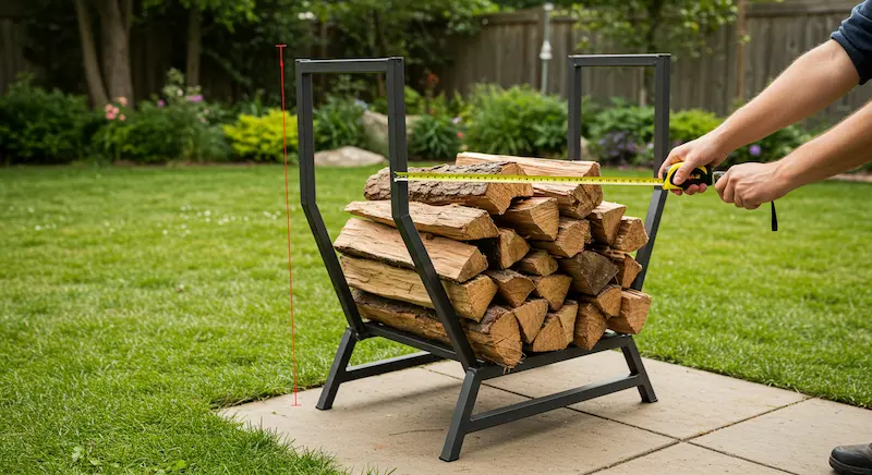 The Ultimate Guide to Metal Firewood Racks: Durability, Style & Practicality 5 Measuring a firewood rack to ensure proper sizing