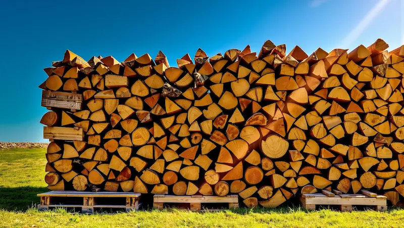 How to Season Firewood Faster 1 Stack of firewood drying in an open,sunny area