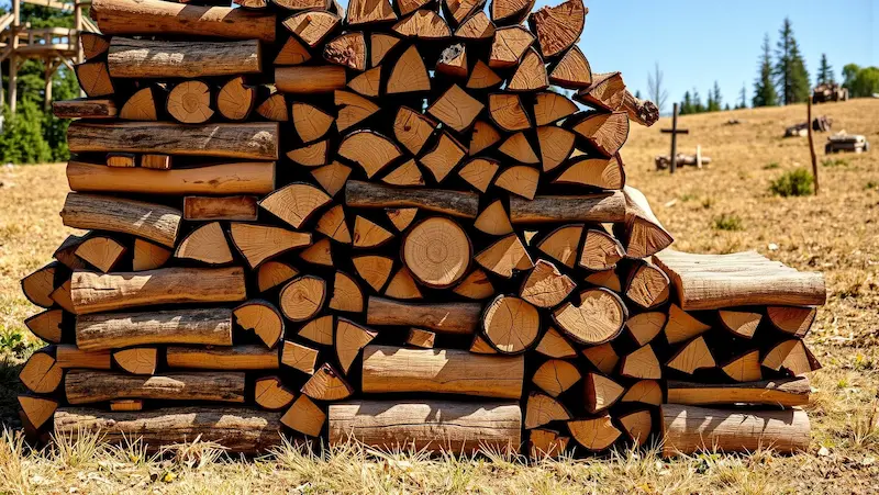 How to Season Firewood Faster 5 Open stack of firewood enhancing airflow exposure