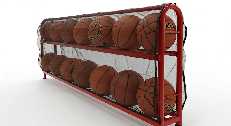 Protective cover used to prevent damage  on a basketball storage rack