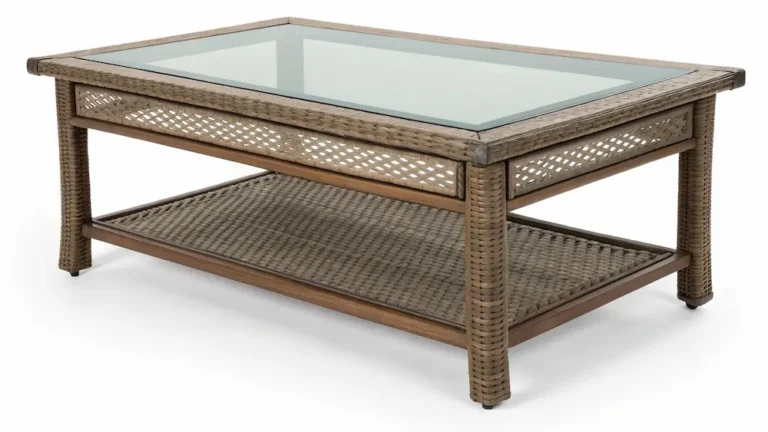 Compact Outdoor Coffee Table With Tempered Glass Top