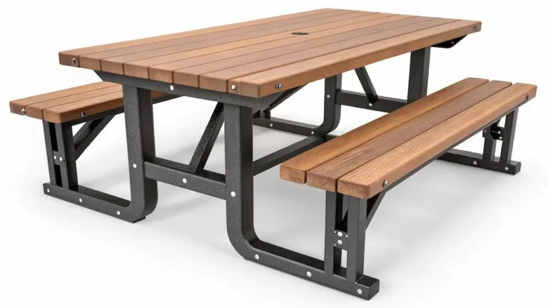 Heavy-Duty Outdoor Picnic Table With Integrated Benches