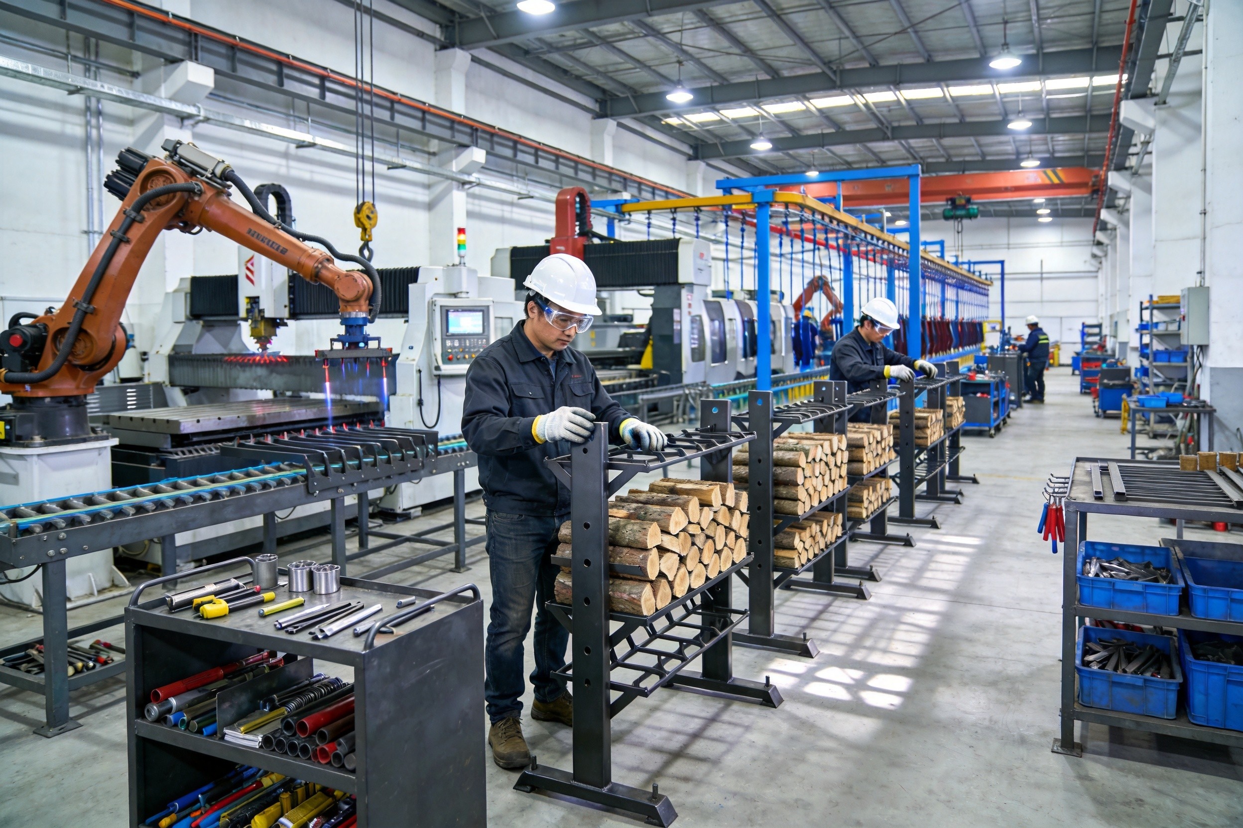 Professional Metal Fabrication Factory Producing Firewood Racks